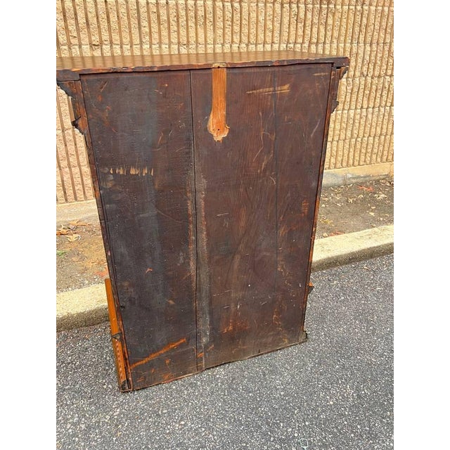 19th Century Antique Victorian Style One Door One Drawer Pedestal Cabinet With Porcelain Hardware and Key For Sale - Image 11 of 12