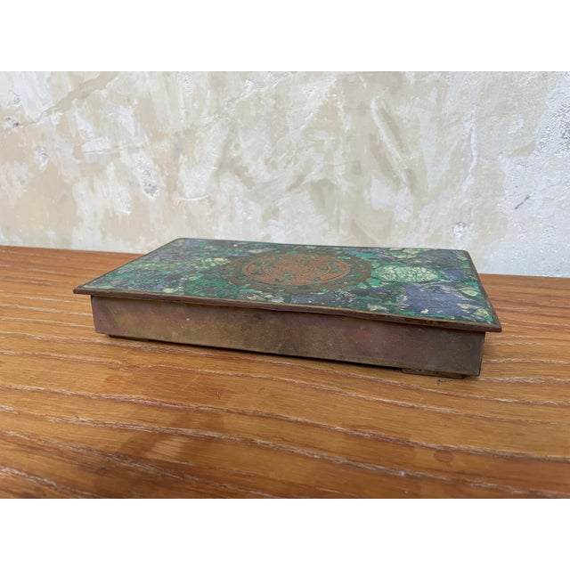 Mid-Century Modern Vintage Mexican Modern Los Castillo Mixed Metal and Stone Box For Sale - Image 3 of 12