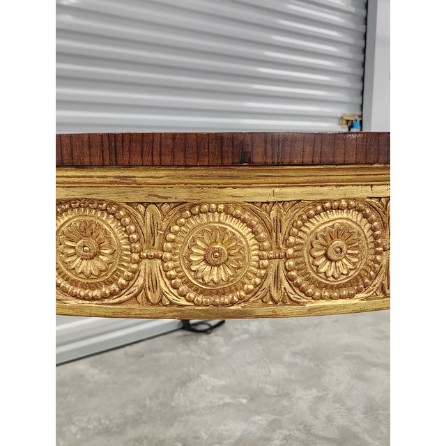 Vintage Adam Style Demi-Lune Satin Wood Inlay Console Table For Sale - Image 11 of 16