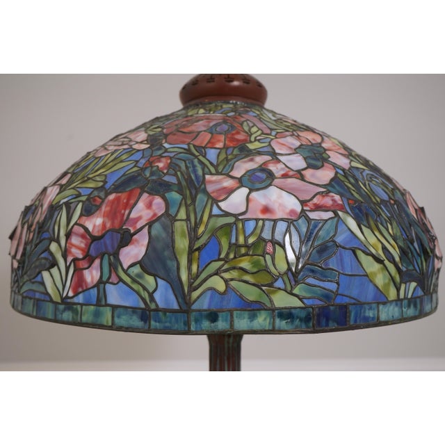 Traditional Louis Comfort Tiffany Style Oriental Poppy Floor Lamp For Sale - Image 3 of 15