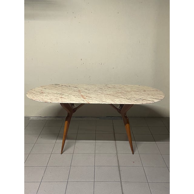 Table with Wooden Leg and Marble Top, 1950s For Sale - Image 17 of 18