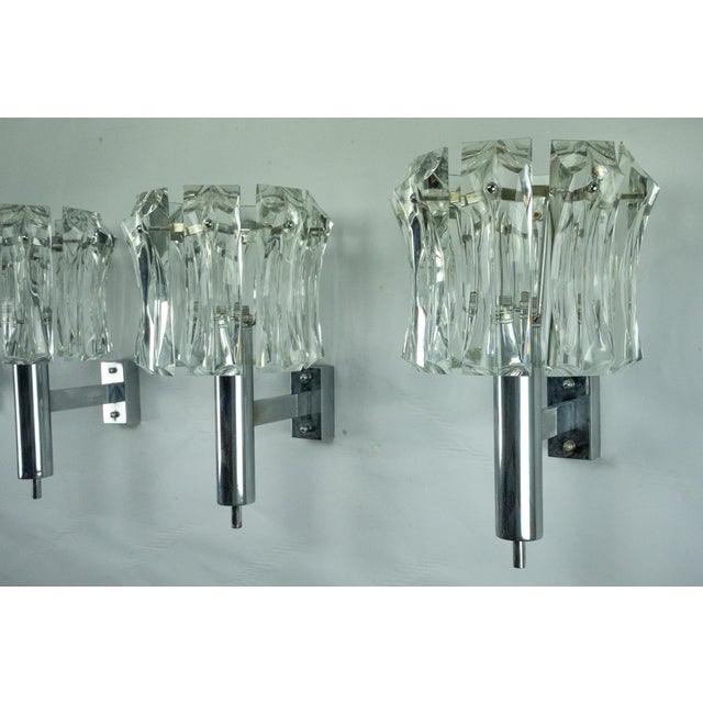 Large Vintage Murano Glass Elements and Chromed Brass Sconces, 1960s, Set of 4 For Sale - Image 9 of 18