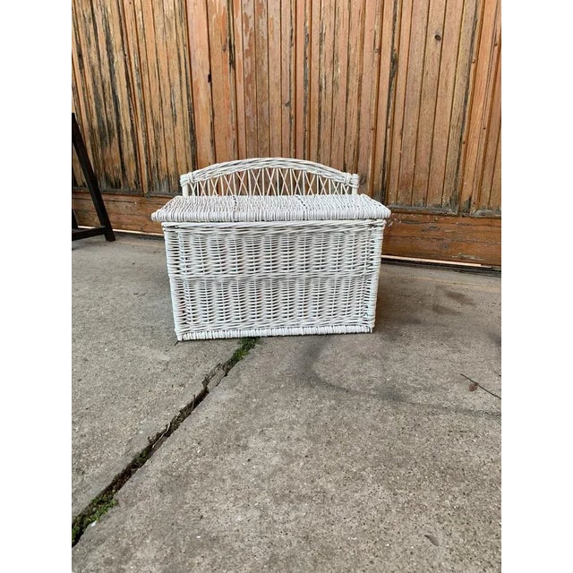 Vintage Wicker Chest in White For Sale - Image 4 of 6