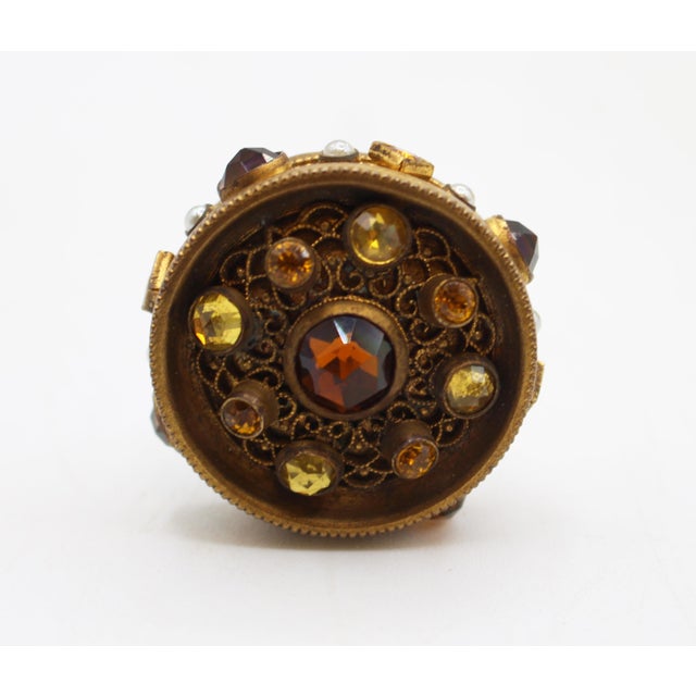Circa 1920s Czech Gilt Brass & Cut Glass Perfume Bottle For Sale - Image 4 of 9