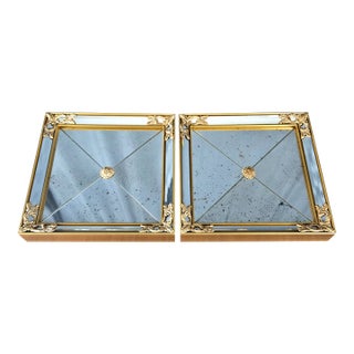 Two LaBarge Venetian Style Square Gold Gilt Wall Mirrors For Sale