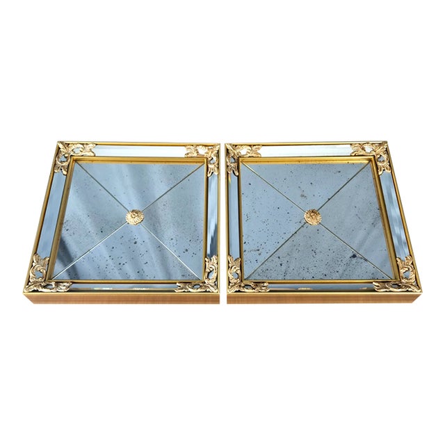 Two LaBarge Venetian Style Square Gold Gilt Wall Mirrors For Sale
