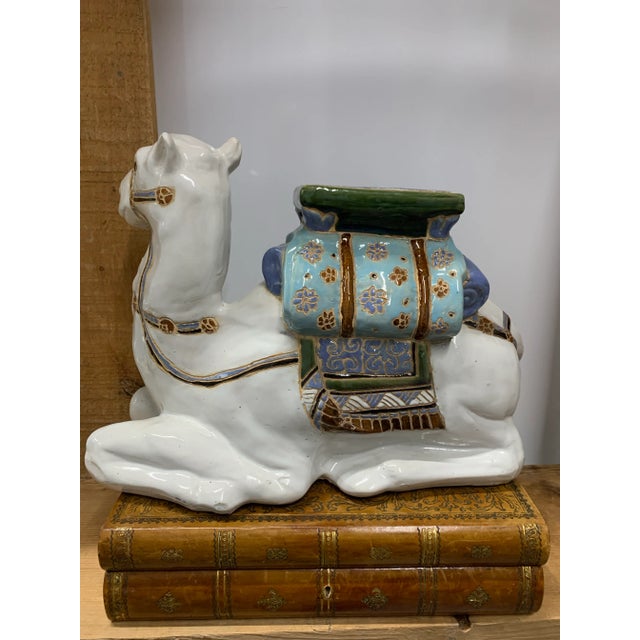 Vintage 1960’s Glazed Ceramic Camel Plant Stand For Sale - Image 4 of 6