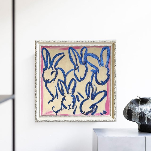 Bunny Hop is an original, one-of-a-kind painting by Florida artist Tatiana Duperault. The composition blends playful charm...
