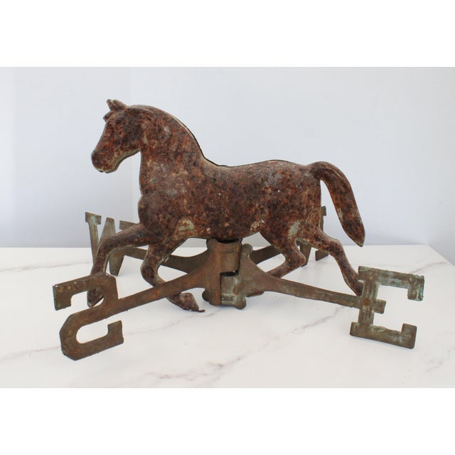 English Early 19th C. French Equestrian/Horse Cast Iron Weather Vane Directional Fragments For Sale - Image 3 of 5
