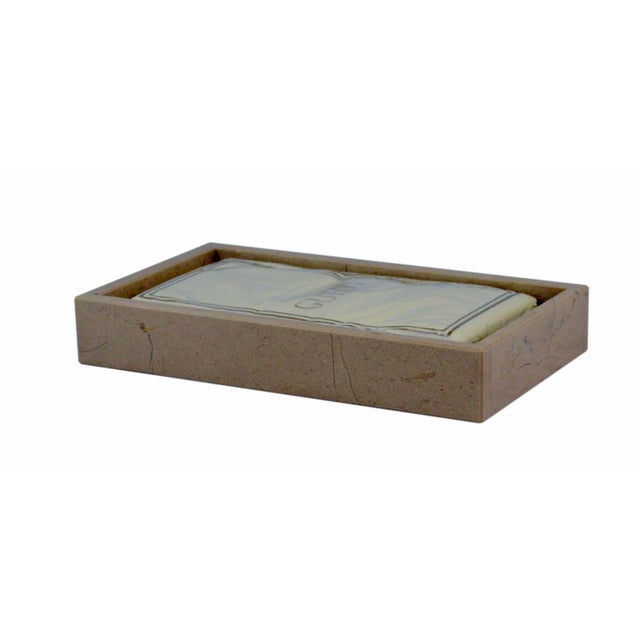 Modern Tan Marble Guest Towel Tray For Sale - Image 3 of 3