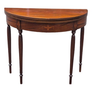 Late 19th Century Federal Style Demi-Lune Flip Top Card Table For Sale