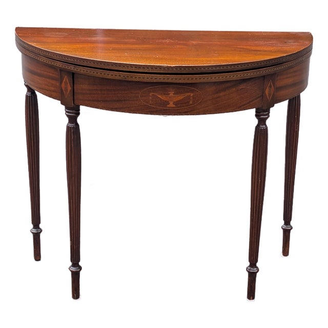 Late 19th Century Federal Style Demi-Lune Flip Top Card Table For Sale