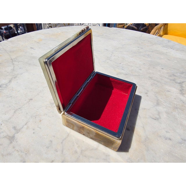 Green Zebra Green Onyx Jewelry Box, Italy, 1950s For Sale - Image 8 of 9