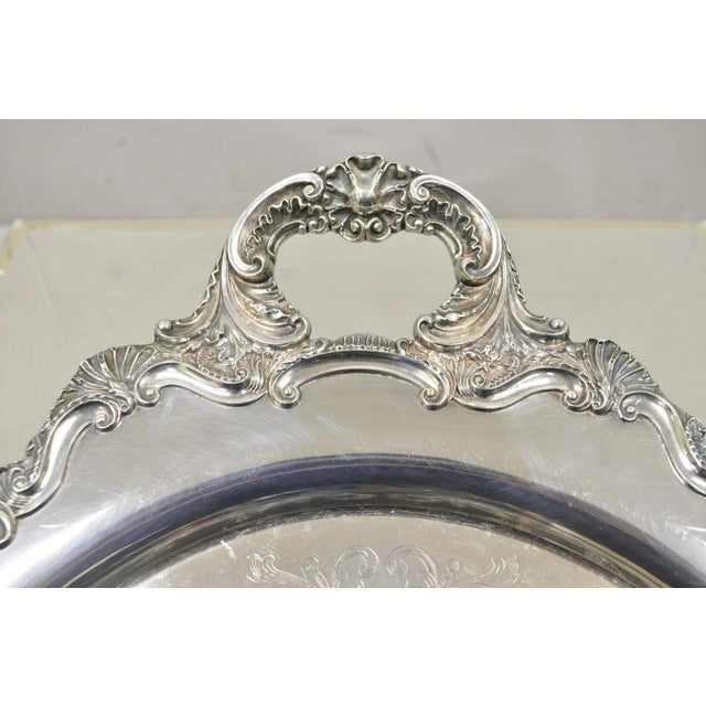 Early 20th Century Antique English Victorian Silver Plated Large Oval Serving Platter Bar Tray For Sale - Image 5 of 11