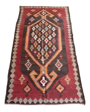 1930s Vintage Turkish Kilim Rug - 10' 4'' X 4'4''