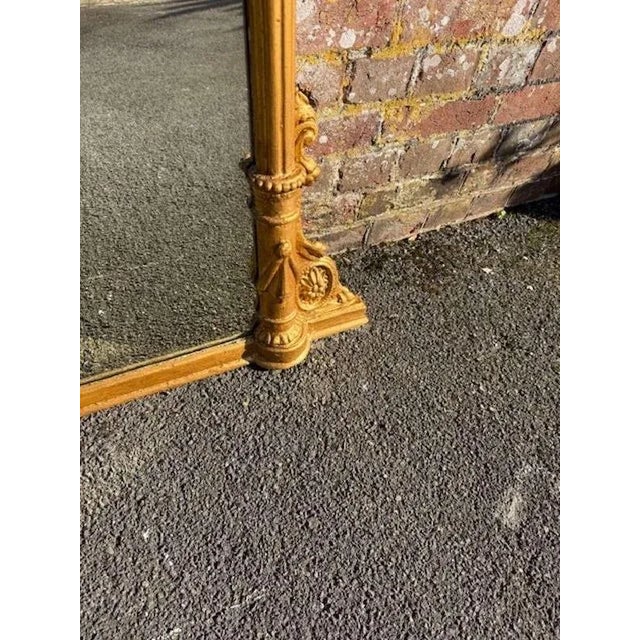 Large Antique English Carved Wood and Gesso Gilt Column Framed Mirror, 19th Century For Sale - Image 3 of 8