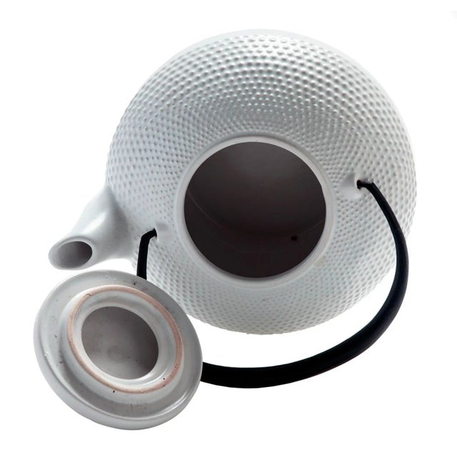 Mid Century Japanese Ceramic White Tea-Pot With Iron Handle For Sale In Los Angeles - Image 6 of 12