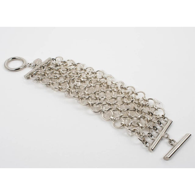 Metal Paco Rabanne Silvered Metal and Quartz Link Bracelet For Sale - Image 7 of 8
