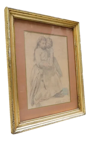 Carl Frederik Aargaard, Figures, 1849, Pastel & Pencil on Paper