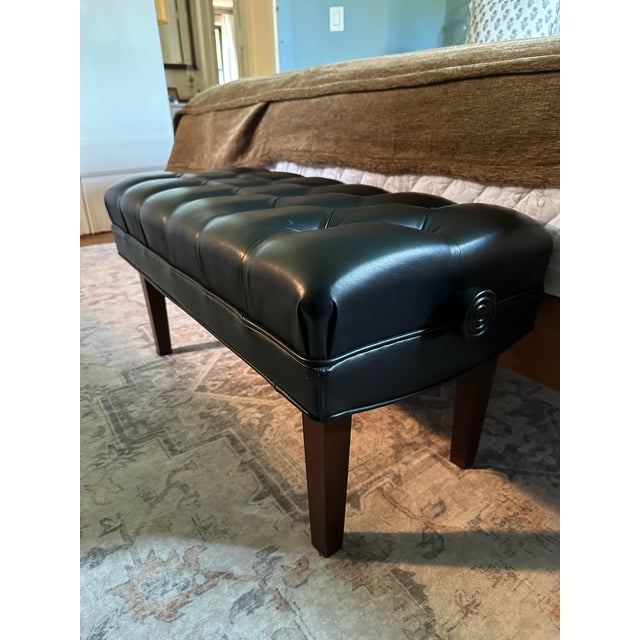 American Paul L. Jansen & Son Model 127 Genuine Leather Duet Artist Piano Bench For Sale - Image 3 of 4
