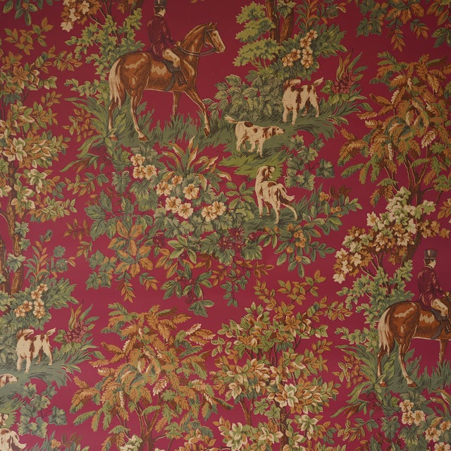 Late 20th Century Deadstock Ralph Lauren Vinyl Fox Hunt Toile Wallpaper- 12 Rolls- For Sale In New York - Image 6 of 10