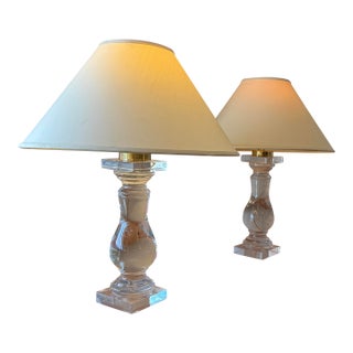 Vintage Crystal Baluster Table Lamps - a Pair For Sale