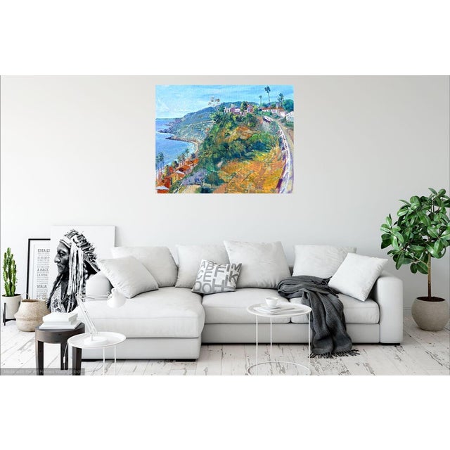2020s Pacifiic Palisades Oil Painting of Tramento Drive, Los Angeles, California For Sale - Image 5 of 7