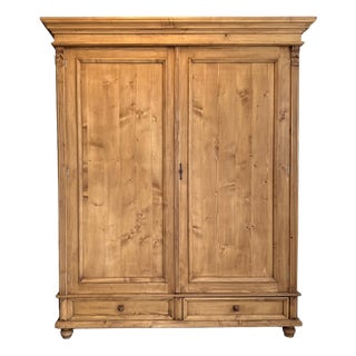 Antique Farmhouse Wardrobe in Softwood For Sale