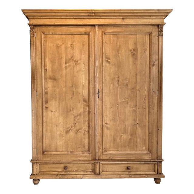 Antique Farmhouse Wardrobe in Softwood For Sale