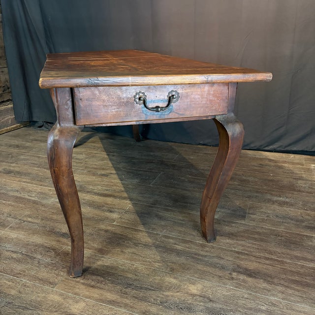 19th Century French Provincial Dining Table With Two Drawers For Sale - Image 9 of 16