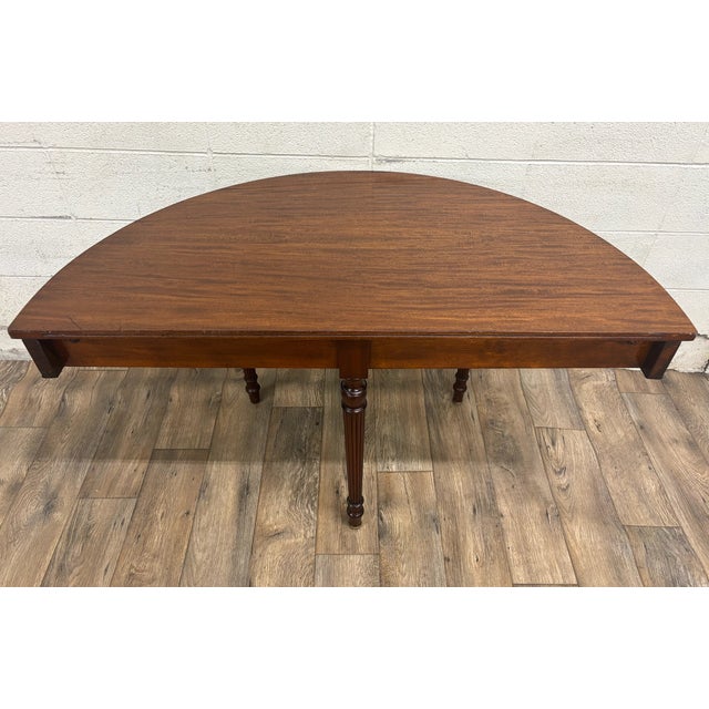 Brown Vintage Sheraton Style Mahogany Demilune Console Table Hall Table For Sale - Image 8 of 11