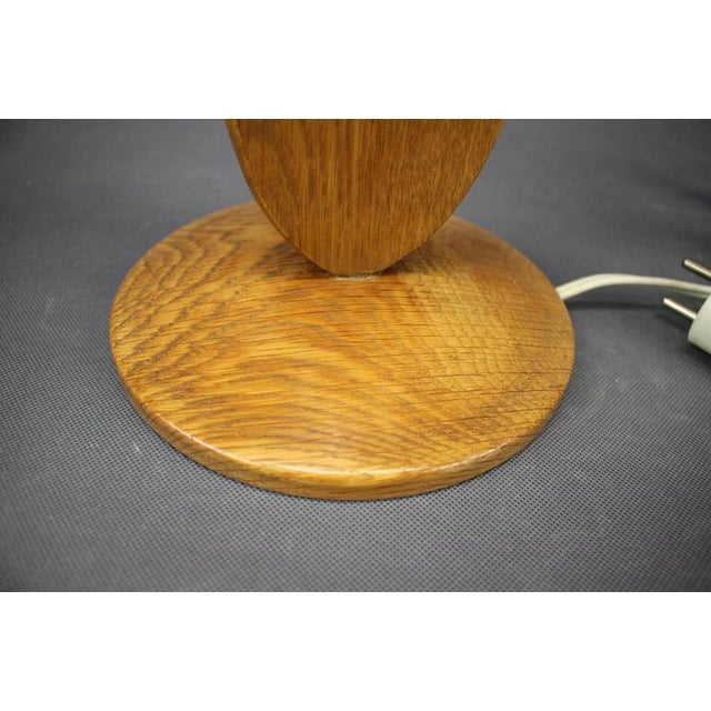 1970s Mid-Century Adjustable Wooden Table Lamp with Floral Shade, Czechoslovakia, 1970 For Sale - Image 5 of 12