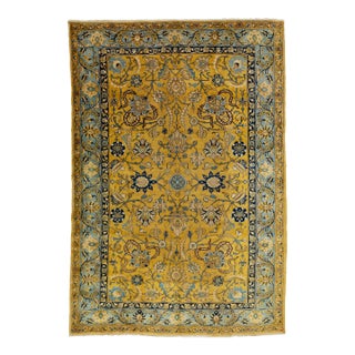 Yellow Antique Tabriz Wool Rug With Allover Floral Design For Sale
