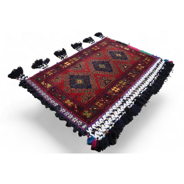 Textile Vintage Afghan Nomad Rug Seat Cushion Cover, 1970s For Sale - Image 7 of 18