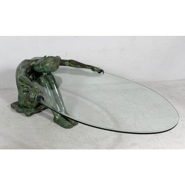 Sculptural Coffee Table with Female Nude Sculpture in Bronze, France, 1980s For Sale - Image 6 of 18