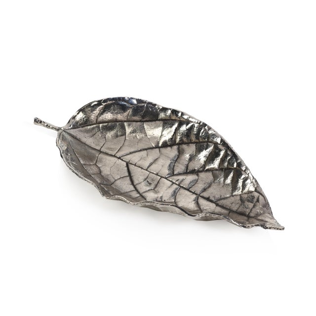 Arnaldo Pomodoro Osage Orange Leaf Antique Pewter Trays, Set of 6 For Sale - Image 4 of 4