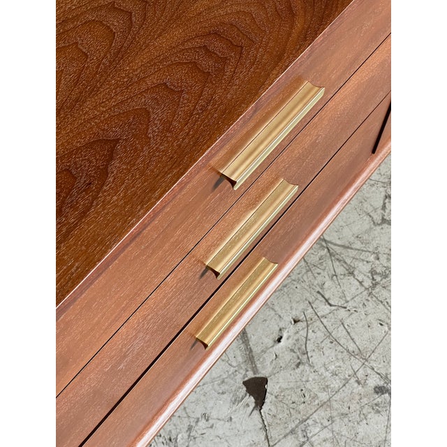 Mid Century Modern Walnut and Brass Lowboy Dresser by Broyhill For Sale - Image 9 of 9