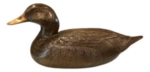 Vintage Hand Carved Wood Duck Decoy Figure / Statue / Object With Amber Eyes