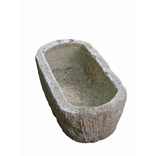 22" Inch Long Hand Chiseled Stone Trough 20 For Sale - Image 4 of 6