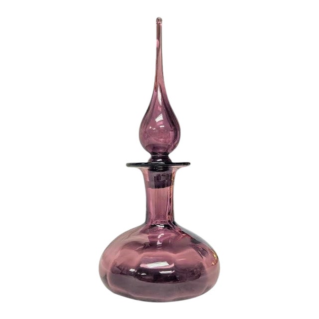 1960's Hand Blown Purple Glass Decanter by Rainbow For Sale