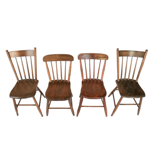 Antique Spindle Back Chairs S/4 For Sale In Milwaukee - Image 6 of 11