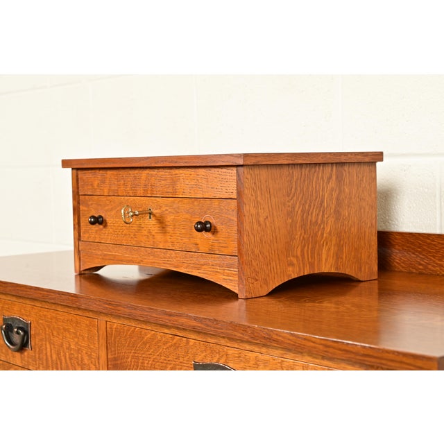 Mission Stickley Harvey Ellis Collection Mission Arts & Crafts Inlaid Oak Jewelry Box For Sale - Image 3 of 15