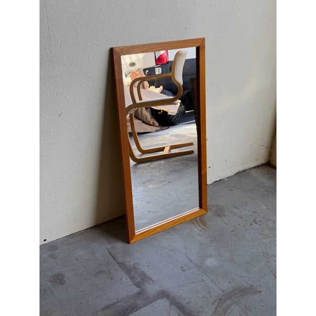1960s Vintage Danish Teak Wall Mirror – Mid Century Modern Rectangular Mirror 1960s Scandinavian Design For Sale - Image 5 of 6