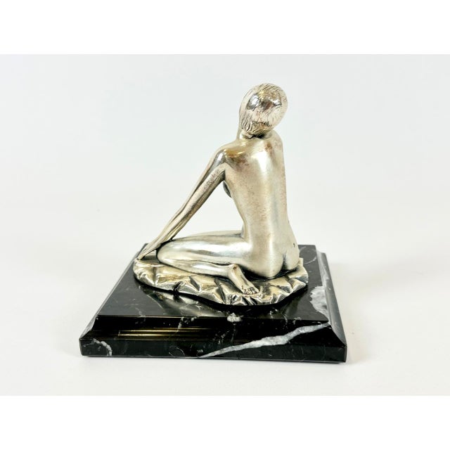 Mid-Century Modern Art Deco Style Italian Sterling 925 Silver Nude Figurine from Ottaviani, 1960s For Sale - Image 3 of 13