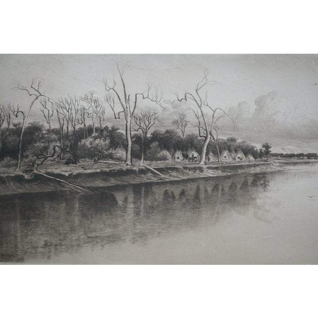 Antique William De La Montagne Cary Signed Native American Riverscape Etching For Sale - Image 9 of 13