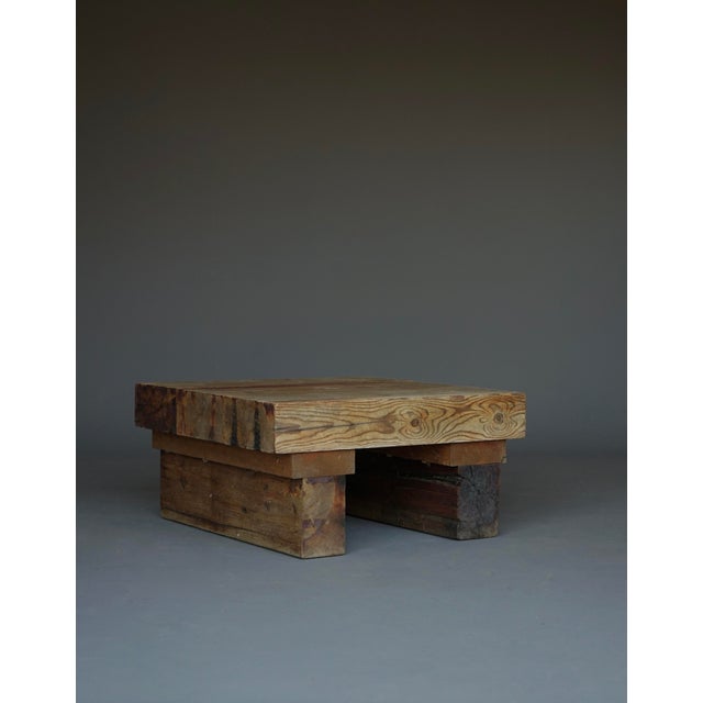 Small Brutalist Pine Coffee Table, 1970s For Sale - Image 6 of 16