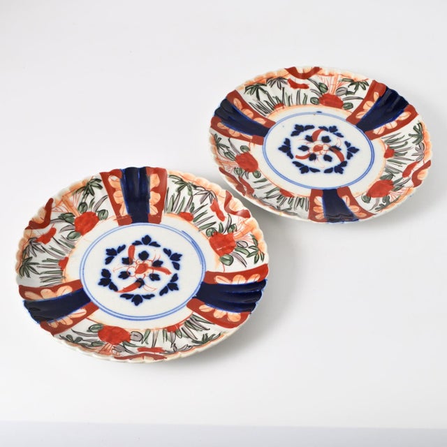 Set of 2 antique, circa 1900, Japanese Imari porcelain plates.