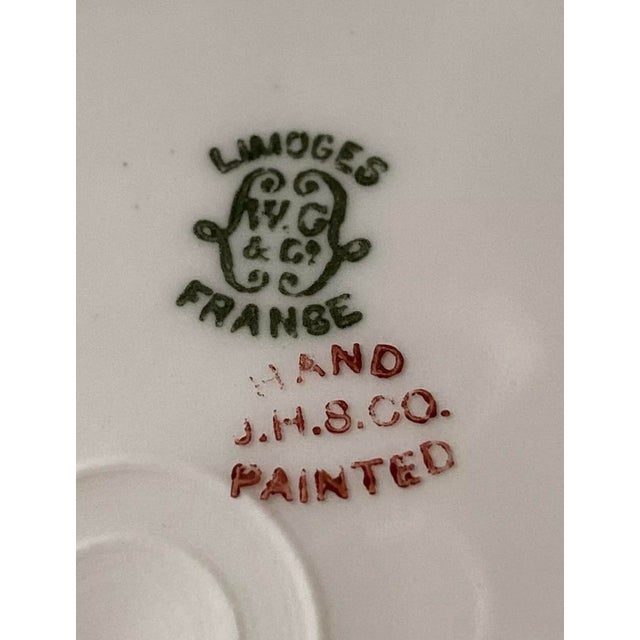 Antique Art Nouveau Wg Limoges Jh Stouffer Chicago Hand Painted Cabinet Plate For Sale - Image 9 of 9