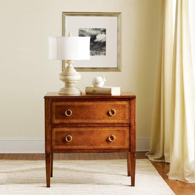 Traditional Modern History Two Drawer Fruitwood Commode For Sale - Image 3 of 3