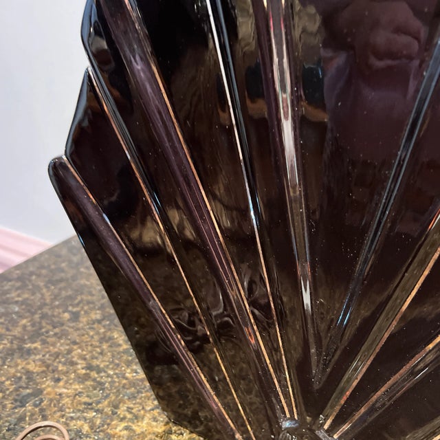 Black 1980 Large Art Deco Black Table Lamp For Sale - Image 8 of 9